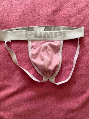 PUMP! Men's Pink Jockstrap with White Waistband